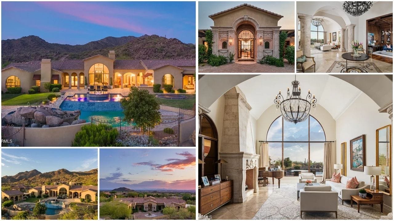 Beautiful waterfront homes in Mesa, Arizona with scenic views, highlighting prime real estate properties for sale and rent.