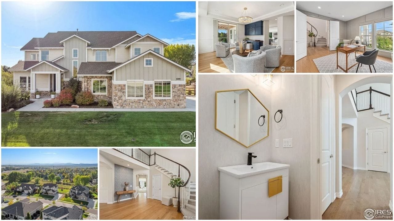 Aerial view of Fort Collins, Colorado showcasing luxury homes, affordable apartments, and scenic waterfront properties in vibrant neighborhoods.