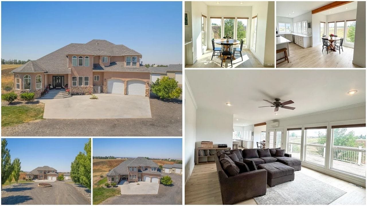 Aerial view of Lewiston, Idaho waterfront with homes for sale, highlighting real estate opportunities in the scenic city.