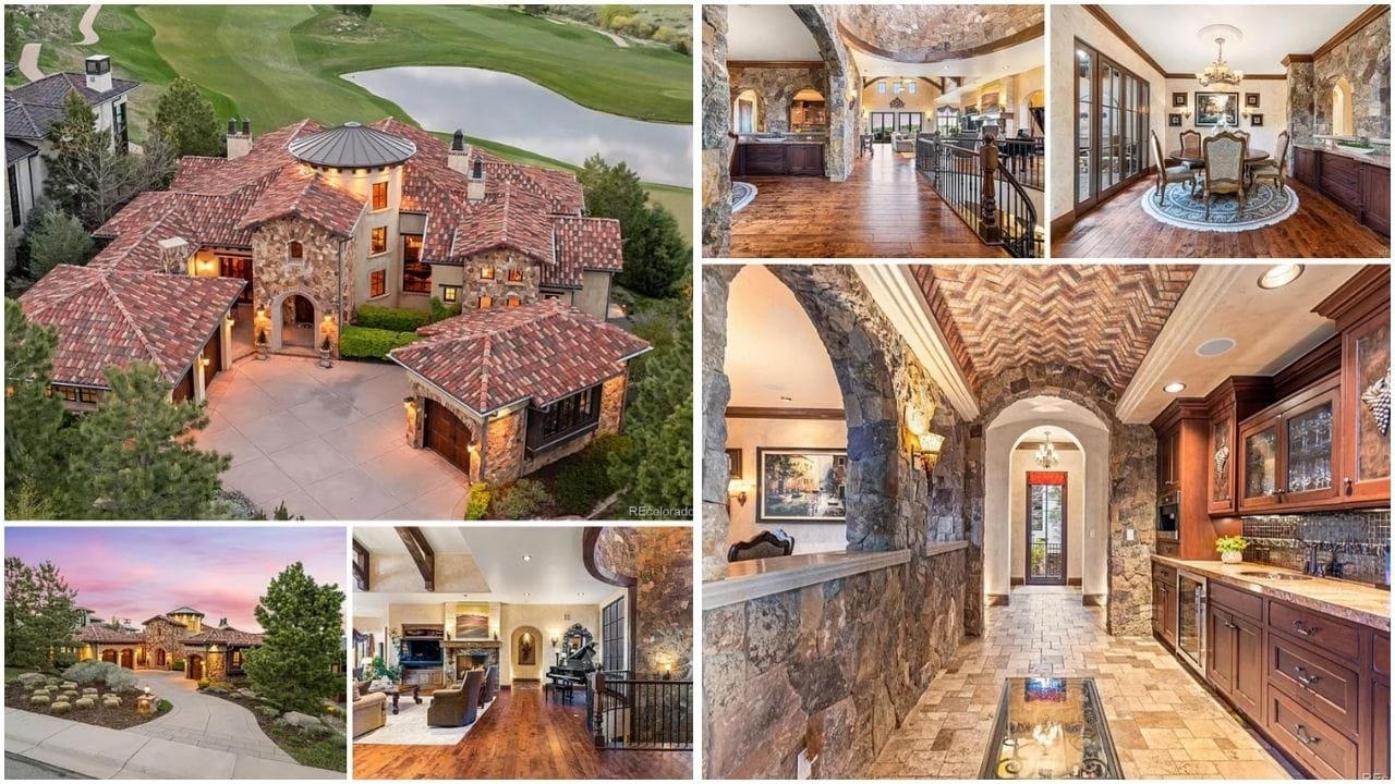 Aerial view of Littleton, Colorado real estate showcasing luxury homes, apartments, and waterfront properties