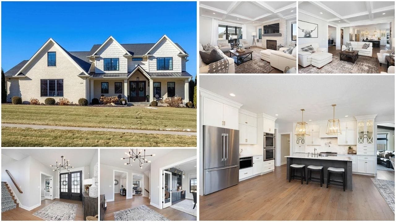 Aerial view of luxury and affordable homes in Muscatine, Iowa - Discover real estate options including waterfront properties, family-friendly neighborhoods, and investment opportunities