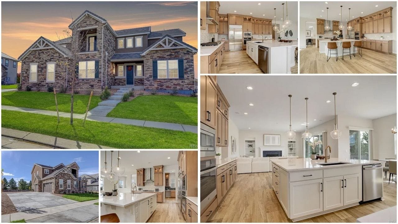 Aerial view of luxury homes and diverse properties in Commerce City, CO, showcasing beautiful landscapes and vibrant neighborhoods.