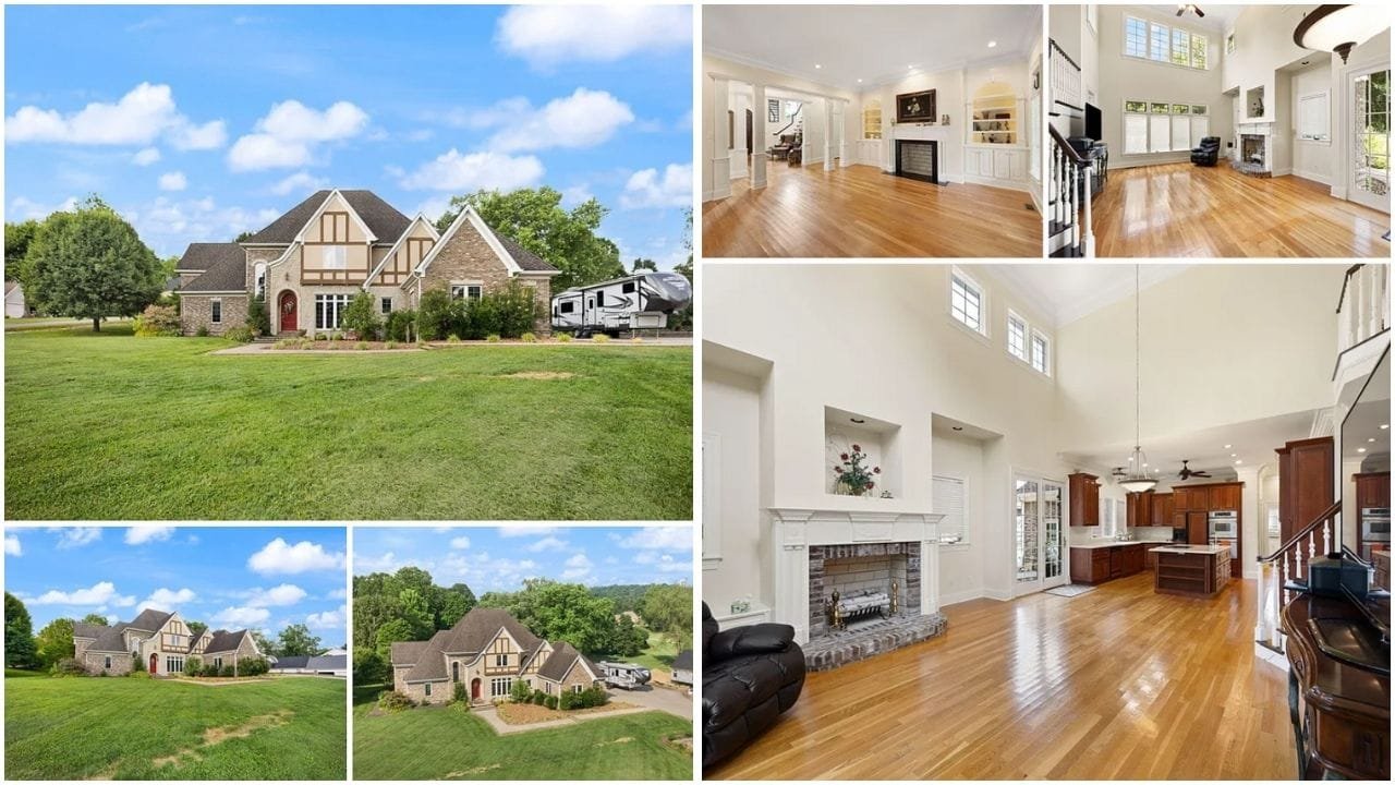 Aerial view of luxury waterfront homes and lush green neighborhoods in Somerset, KY, highlighting real estate opportunities and scenic landscapes