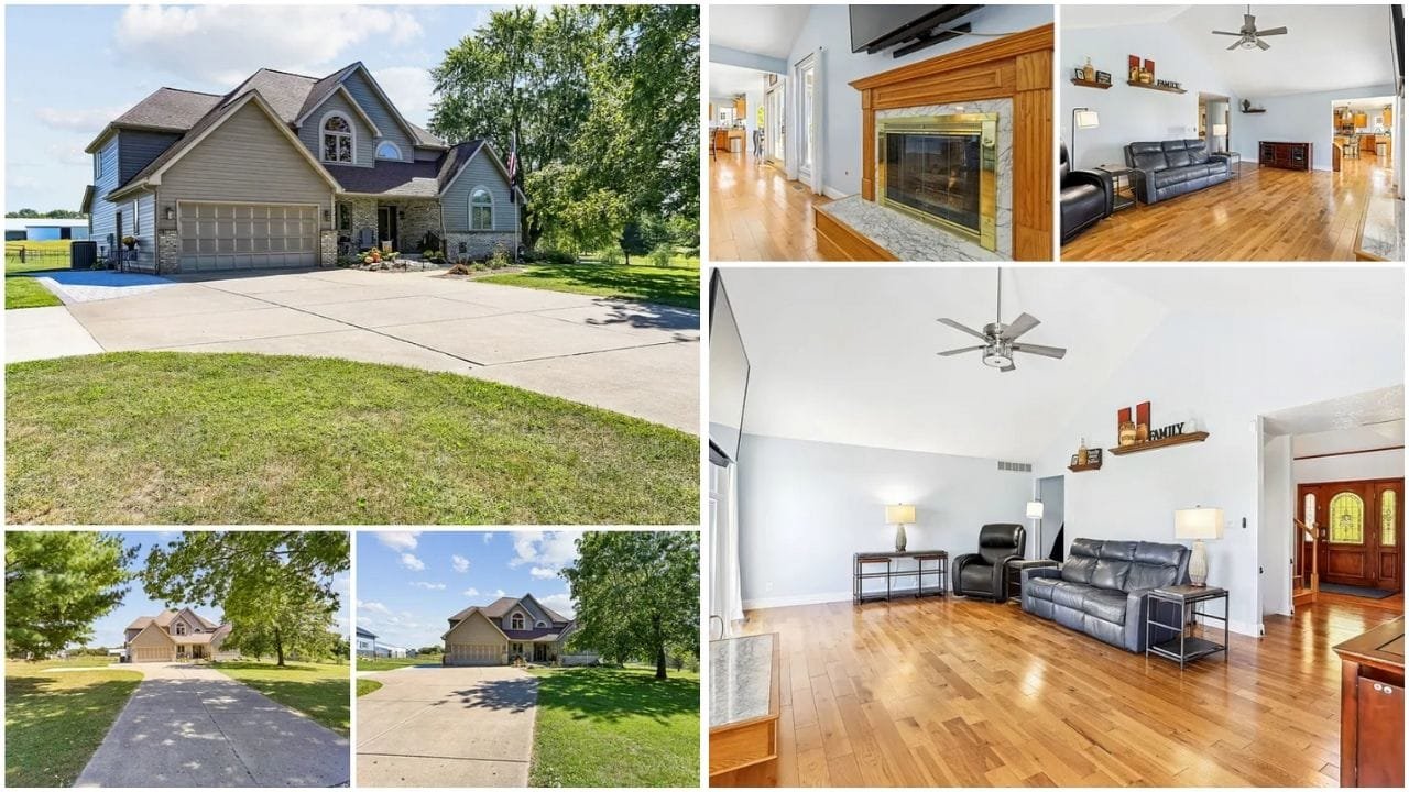 Beautiful Decatur, IL skyline with diverse real estate properties including luxury homes, apartments, and waterfront properties