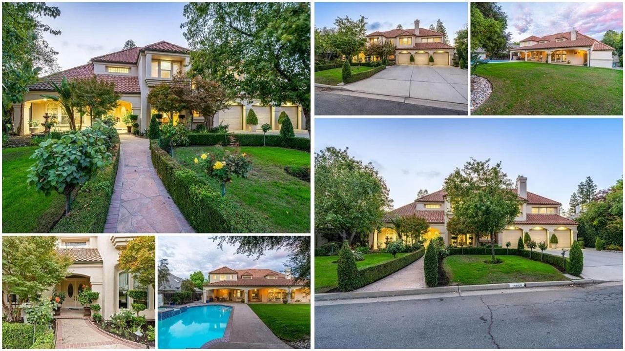 Beautiful aerial view of Fresno, California real estate market showcasing diverse homes for sale and rent, including single-family houses, luxury properties, and apartments.