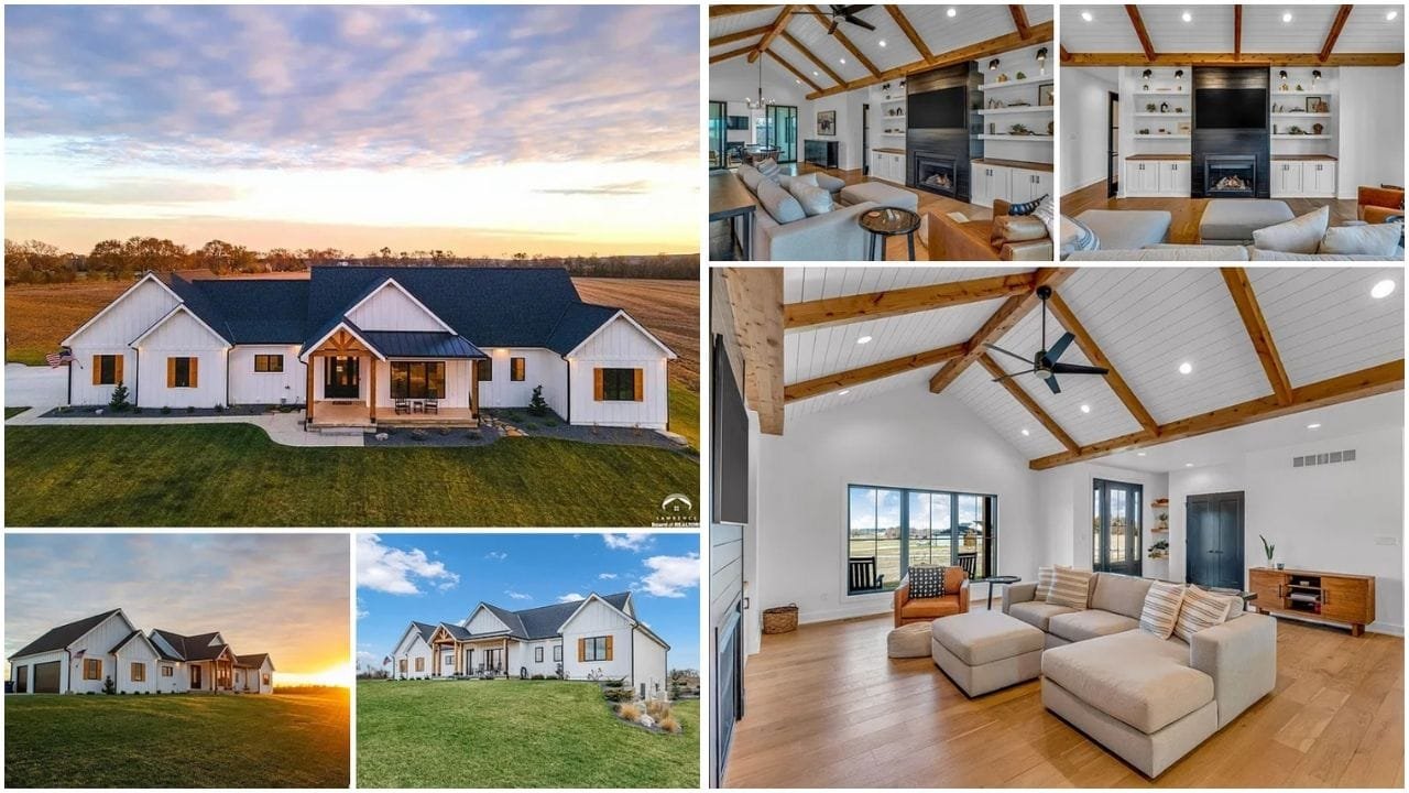 Beautiful home for sale in Lawrence, Kansas with lush garden and modern design