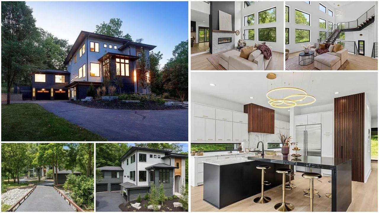 Panoramic view of Waukee, Iowa showcasing a mix of luxury homes, affordable apartments, and family-friendly neighborhoods under a clear blue sky