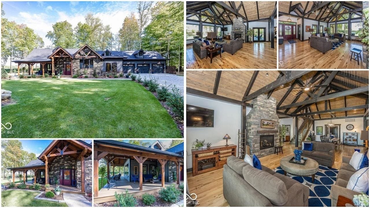 Real estate properties in Anderson, Indiana including luxury homes, waterfront houses, and affordable apartments