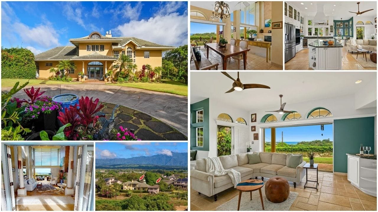 Stunning waterfront luxury home in Lihue, Hawaii with a serene garden and modern amenities