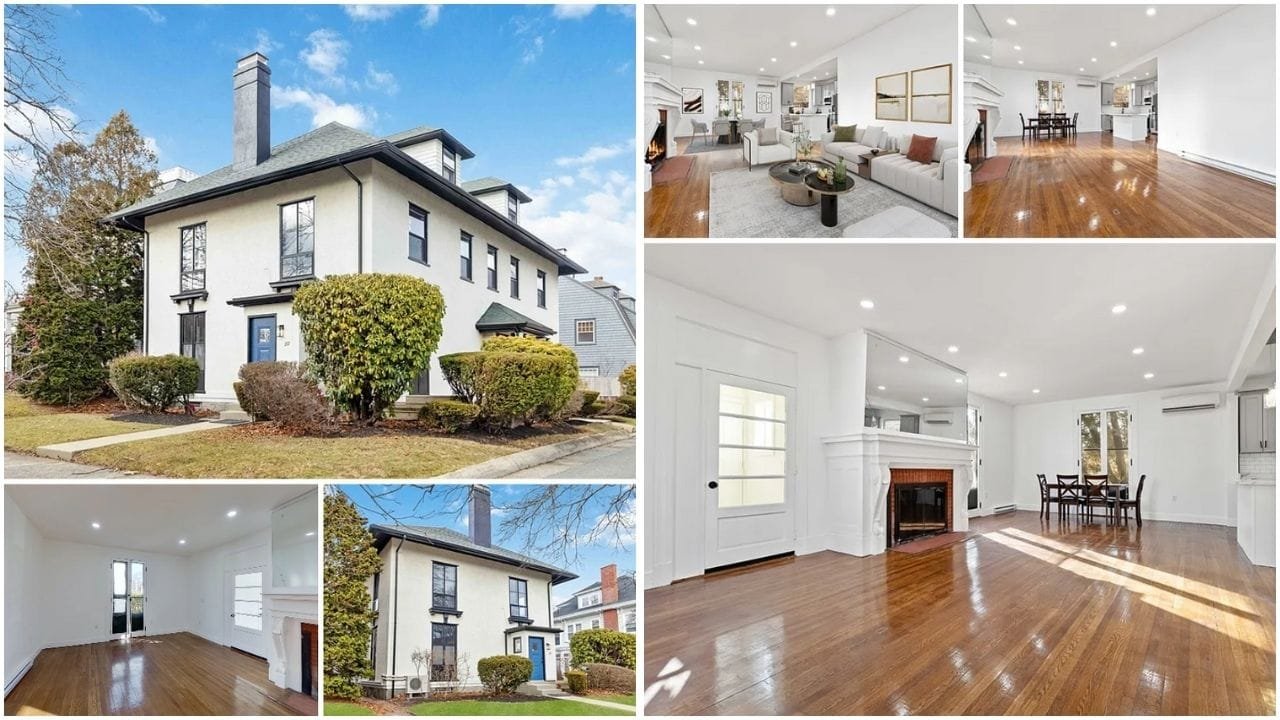 A panoramic view of Lynn, Massachusetts waterfront and residential neighborhoods, showcasing luxury homes, affordable apartments, and scenic landscapes