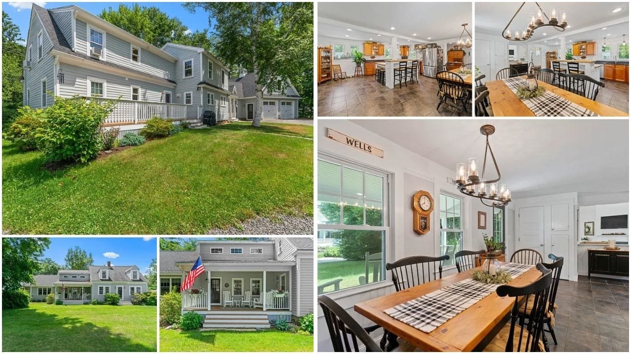 A picturesque view of luxury homes and waterfront properties in York, Maine, highlighting the scenic coastal beauty and diverse real estate options available in this charming town