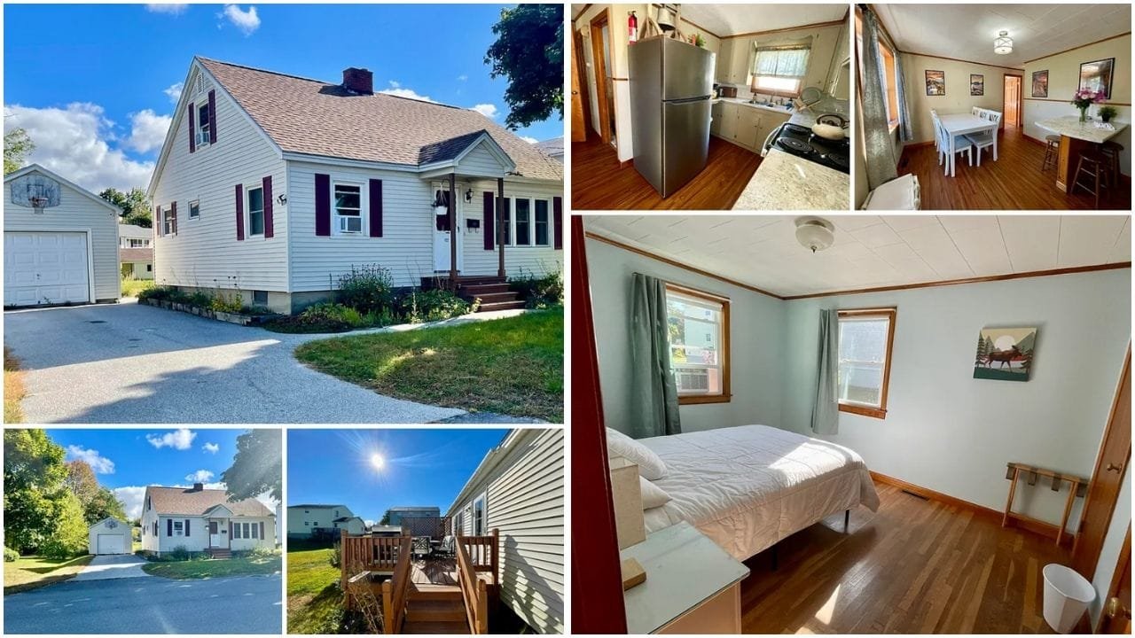 Aerial view of Brewer, Maine with luxury homes, waterfront properties, and vibrant neighborhoods, highlighting real estate opportunities