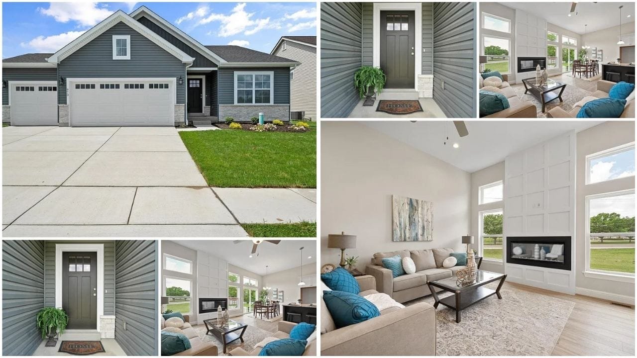 Aerial view of Florissant, Missouri showcasing a diverse array of homes and neighborhoods with lush greenery and clear blue skies