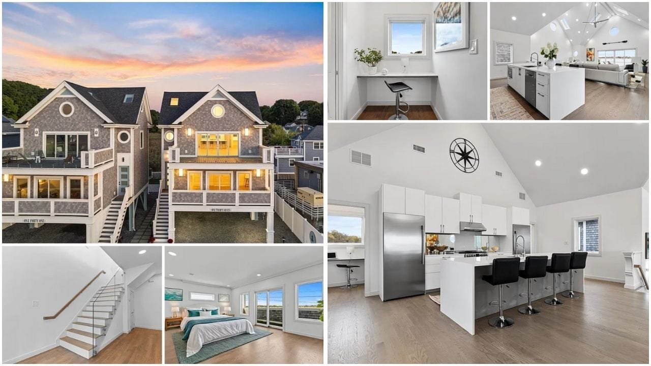 Aerial view of Weymouth, MA real estate, showcasing luxury homes, affordable apartments, and picturesque waterfront properties