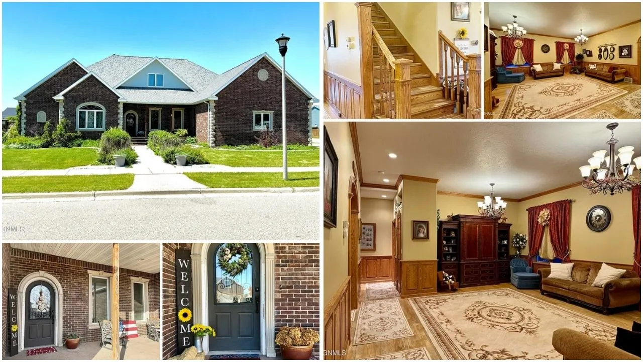 Aerial view of Williston, North Dakota showcasing luxury homes, affordable apartments, and waterfront properties against a backdrop of natural beauty