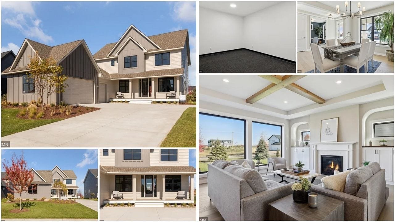 Aerial view of luxurious homes and serene lakes in Woodbury, MN, showcasing the vibrant real estate market and beautiful neighborhoods