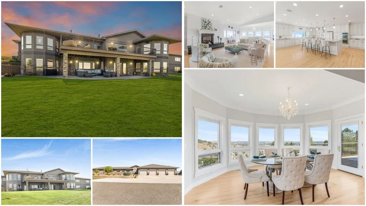 Aerial view of luxury homes and scenic neighborhoods in Great Falls, Montana, highlighting real estate opportunities and stunning natural surroundings