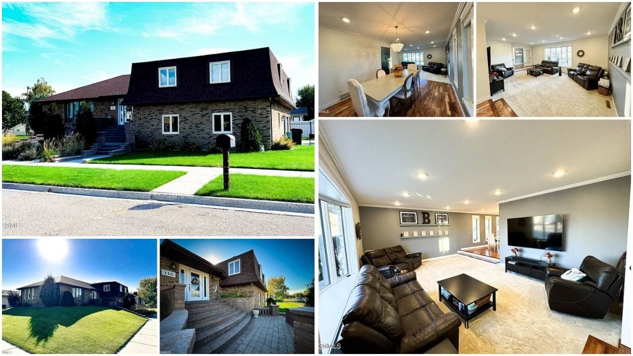 Aerial view of luxury homes and waterfront properties in Frontier, North Dakota, showcasing the scenic beauty and real estate opportunities in the area