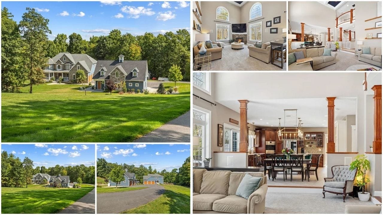 Luxury homes and scenic properties in Merrimack, New Hampshire, showcasing diverse real estate options for buyers and renters