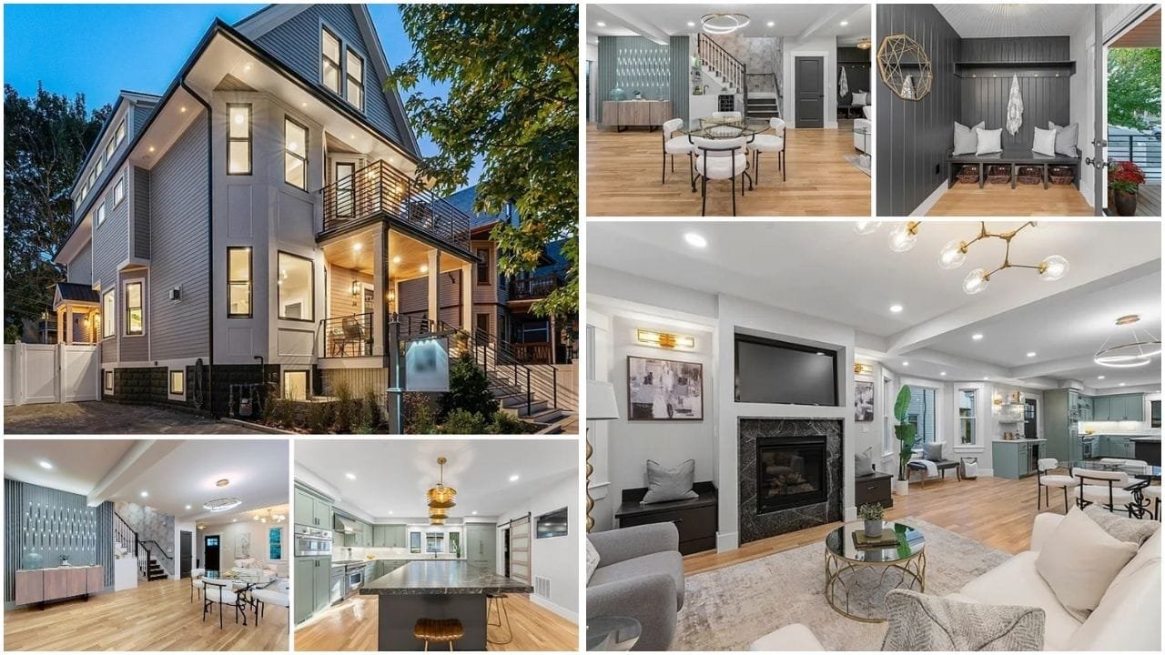 Scenic view of Somerville, MA neighborhood showcasing charming homes, vibrant streets, and lush greenery