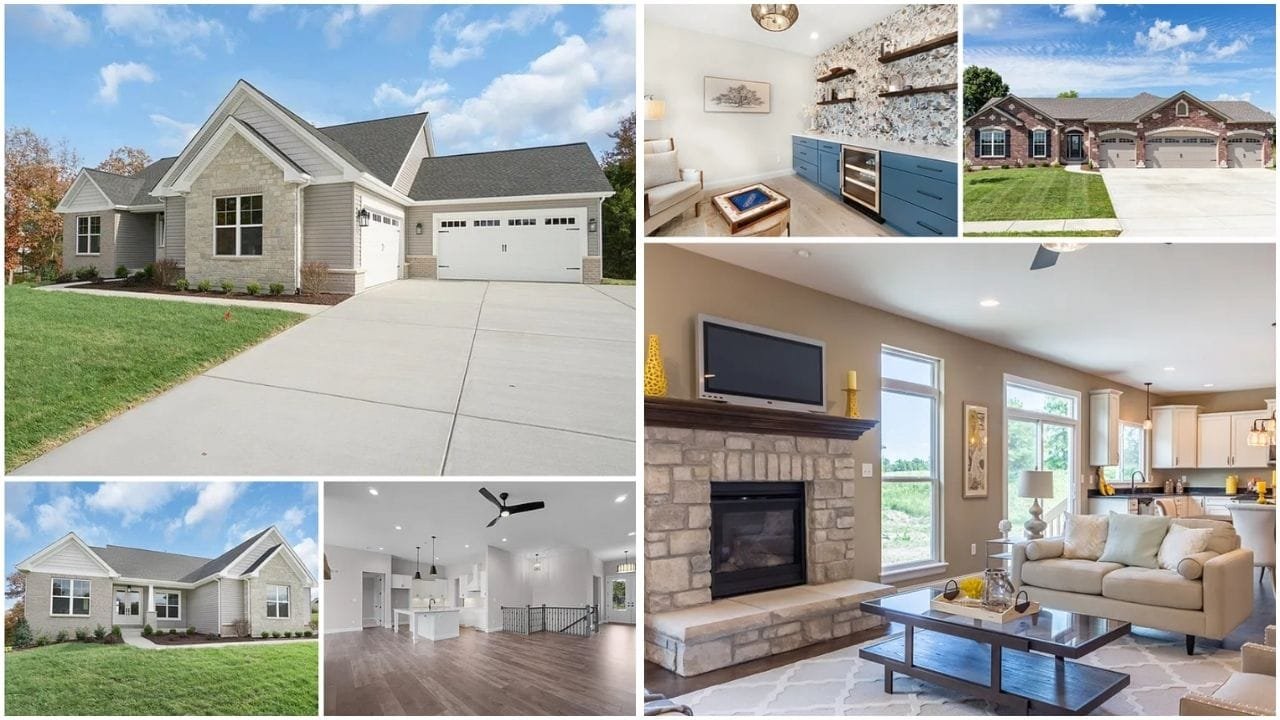 Scenic view of Wentzville, MO neighborhood showcasing beautiful homes, lush greenery, and serene streets