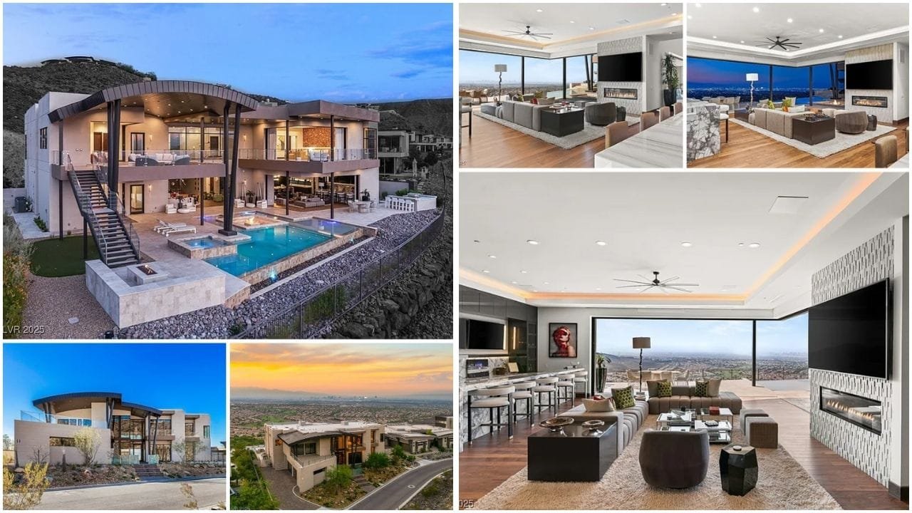 Luxury homes in Henderson, Nevada with beautiful cityscape and scenic views, highlighting the diverse real estate market including affordable properties, waterfront homes, and top neighborhoods