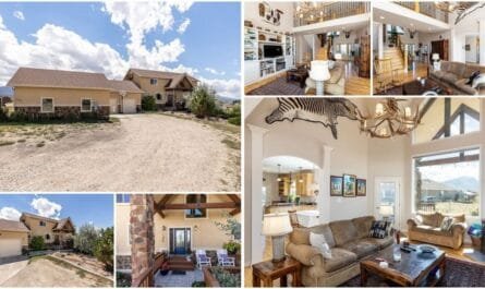 Panoramic view of luxury homes and beautiful natural landscapes in Spring Creek, Nevada, showcasing real estate opportunities in Elko County