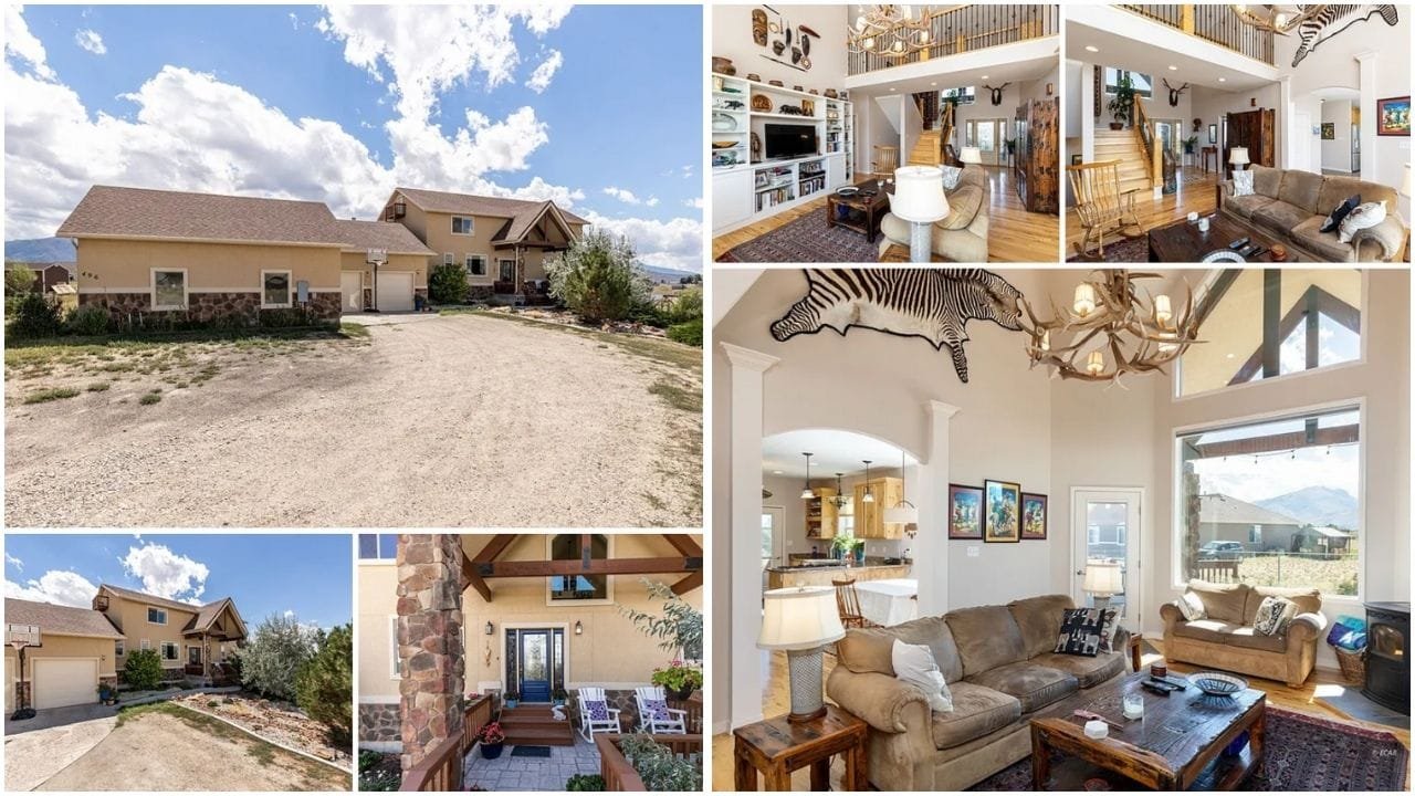 Panoramic view of luxury homes and beautiful natural landscapes in Spring Creek, Nevada, showcasing real estate opportunities in Elko County