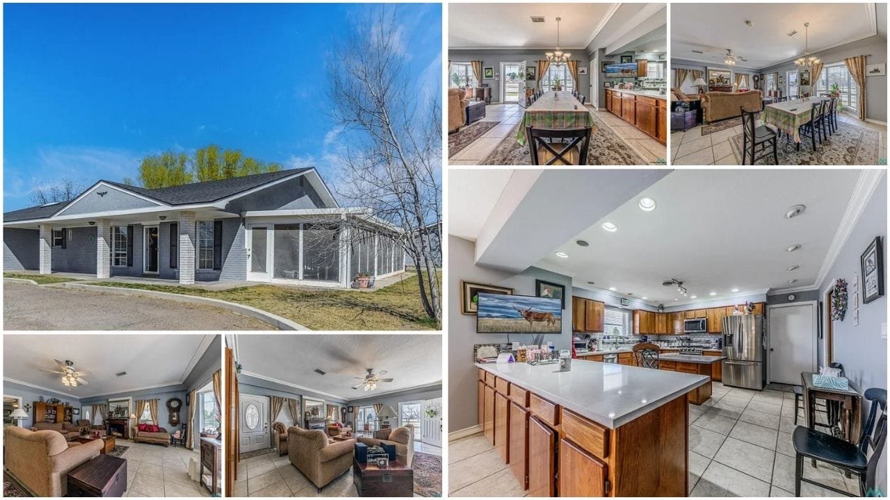 Real estate in Roswell, New Mexico Aerial view of diverse residential properties including single-family homes, apartments, townhomes, and luxury houses with scenic landscapes and family-friendly