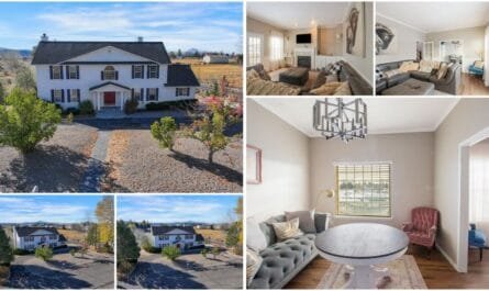 Stunning aerial view of Elko, Nevada, showcasing diverse real estate properties including luxury homes, townhomes, apartments, and scenic waterfront properties, highlighting the vibrant and growing real estate market in Elko, NV